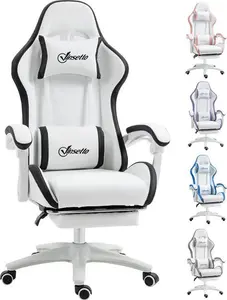 Vinsetto Racing Gaming Chair, Reclining PU Leather Computer Chair With 360 Degree Swivel Seat, Footrest, Removable Headrest White And Black | Aosom UK