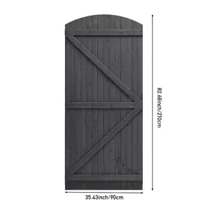 Grey Semi Braced Arch Top Strong Wooden Garden Gate with Latch H 210cm x W 90cm