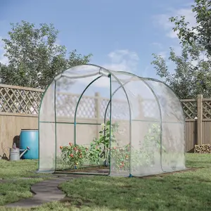 Outsunny Walk In Polytunnel Greenhouse w/ Roll Up Door PVC Cover, 2.5 x 2m