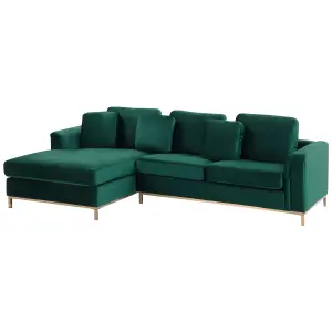 Right-Hand Corner Sofa OSLO Dark Green Velvet Right Hand