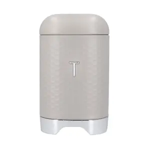 KitchenCraft Lovello Textured Geo Metal Tea Caddy Latte