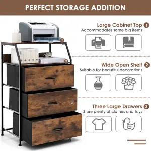 COSTWAY 3-Drawer Dresser with W/ Top Shelf Foldable Drawer Chest Cabinet