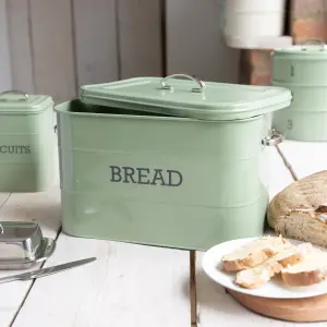 Living Nostalgia Bread Bin with Traditional top-opening lid -English Sage Green