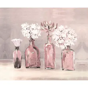 Blush Floral Jars - Wrapped Canvas Painting 20cm H x 30cm W x 3.8cm D