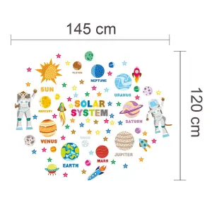 Walplus Educational Solar System Adventure Nursery Wall Stickers Mural 125Cm X 125Cm Kids Sticker PVC Multicoloured