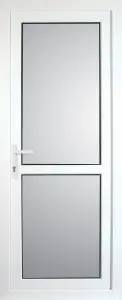 2 panel Frosted Glazed White RH External Back Door set, (H)2055mm (W)920mm