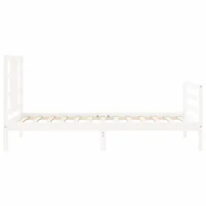 Berkfield Bed Frame with Headboard White 90x200 cm Solid Wood