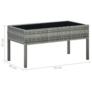 Berkfield Garden Table Grey 75x40x37 cm Poly Rattan