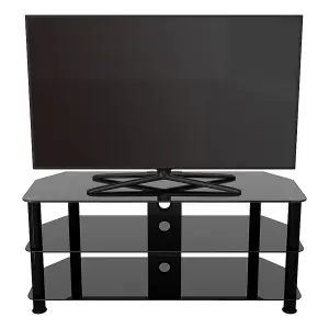 AVF Classic 1.14m Glass Corner TV Stand with Cable Management for TVs up to 55" - Black