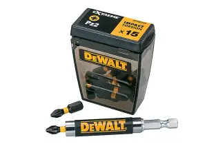 15 x Dewalt DT70618T-QZ Extreme Impact Torsion Bits PZ2 (Tic Tac Box & Holder