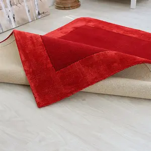 Red Bordered Modern Wool Handmade Rug For Dining Room Bedroom & Living Room-80cm X 150cm