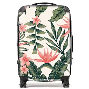 Dark Tropical Green Leaves Suitcase - Medium