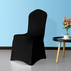 Front Flat Chair Cover for Wedding Decoration, Black - Pack of 1