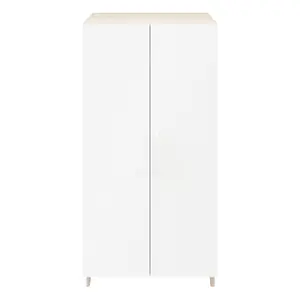 GoodHome Atomia Freestanding Matt white oak effect Particle board Wardrobe (H)1975mm (W)1000mm (D)600mm