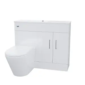 Nes Home James 1000mm White Slimline Vanity Basin, WC Unit & BTW Rimless Toilet