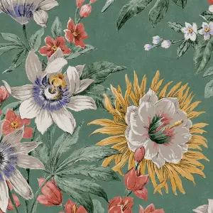 Boutique Martha Green Smooth Wallpaper Sample