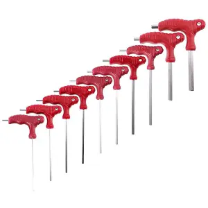 SPARES2GO 20 Piece T Handle Imperial SAE + Metric Hex Allen Key CR-V Screwdriver Set + Stand