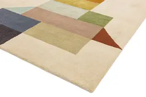 Modern Multi Handmade Luxurious Wool Easy to Clean Abstract Geometric Rug For Bedroom Dining Room And Living Room -200cm X 290cm