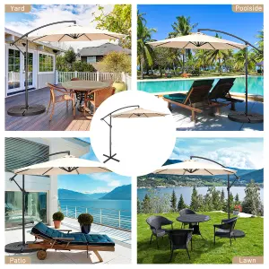 Costway 3 x 3m Patio Offset Umbrella Backyard Garden Cantilever Parasol w/ 8 Ribs