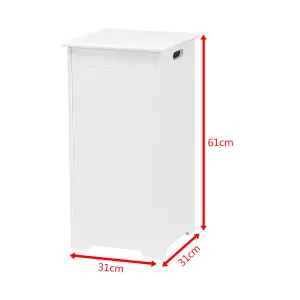 Costway Wooden Laundry Cabinet Hamper Chest  Storage Cupboard Bin White