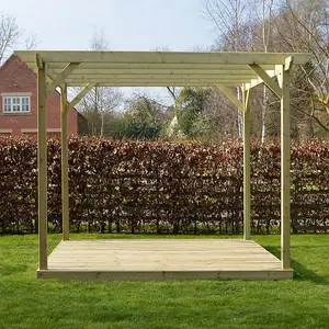 Garden Pergola and Decking Kit - Wood - L480 x W480 x H270 cm - Light Green