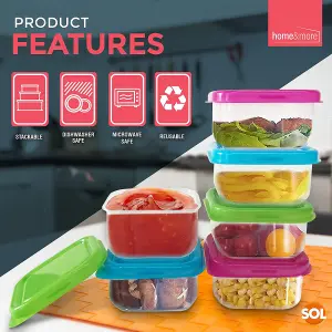 12 Small Plastic Containers with Lids 80ml - Stackable Small Food Containers 6x6x4cm - Airtight Colourful Small Storage Containers