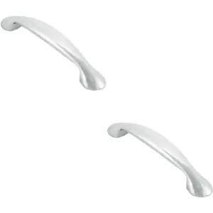 2x Flared Cabinet Pull Handle 165.5 x 23mm 128mm Fixing Centres Chrome