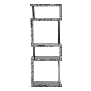 Miami High Gloss Grey Shelving Unit In Melange Marble Effect