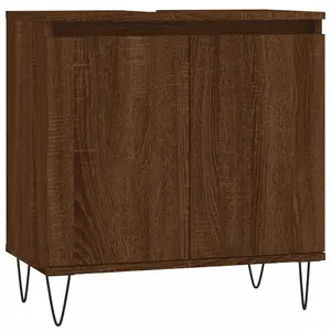 Berkfield Bathroom Cabinet Brown Oak 58x33x60 cm Engineered Wood