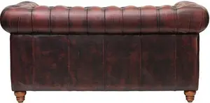 Chesterfield Leather Two-Seater Sofa Antique Red