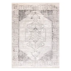 DISTIN 0107B grey / light grey / white modern carpet - Ornament, frame 80x150 cm