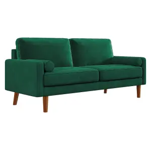 Yohood Velvet Rolled Arm Upholstered 3-Seater Loveseat Green