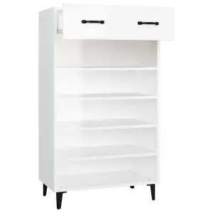 Shoe Cabinet High Gloss White 60x35x105 cm Engineered Wood