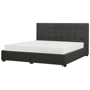 Fabric EU Super King Bed with Storage Dark Grey LA ROCHELLE