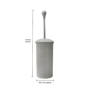 JVL Droplette Toilet Brush and Rectangular Lidded Bin - Ice Grey