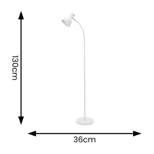 ValueLights Woody White Metal Dome Shade Wooden Base Freestanding Floor Lamp with LED Bulb