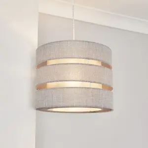 Inlight Dark Grey Woven effect Slubby Trio Light shade (D)33cm