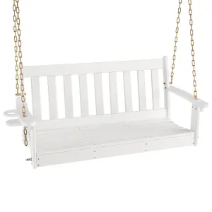 Costway 2 Person HDPE Porch Swing Outdoor Patio Hanging Chair w/ Adjustable Chain