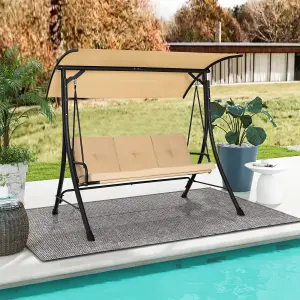 Costway Garden Patio Swing Chair 2 Seater Hammock Bench w/ Adjustable Polyester Canopy