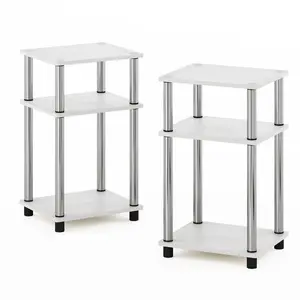 Colwyn 2 Piece Side Table Set White Oak/Chrome