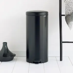 Brabantia Matt Black Metal Pedal Bin - 30L Freestanding