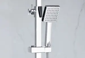 Square Thermostatic Mixer Shower Set - Dual Control Twin Head Ultra Thin Chrome