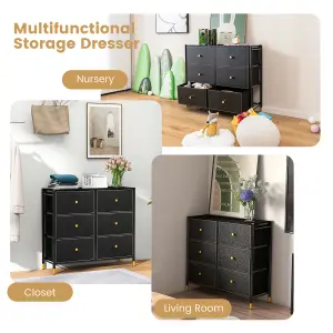 Costway 6 Drawers Dresser Tower Organizer Fabric Storage Chest of Drawers W/ Metal Frame