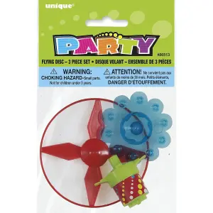 Unique Party Flying Toy Party Favours (Pack of 3) Red/Blue/Green (One Size)