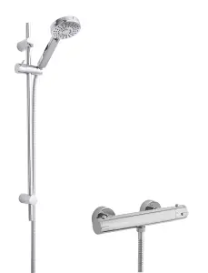 Minimalist Round Bar Valve & Water Saving Slide Rail Kit Shower Set - Chrome - Balterley