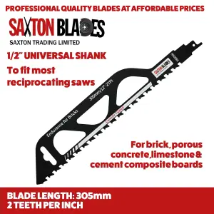 Saxton R305BC Heavy Duty Brick Concrete Cement Board Cutting Reciprocating Sabre Saw Blade