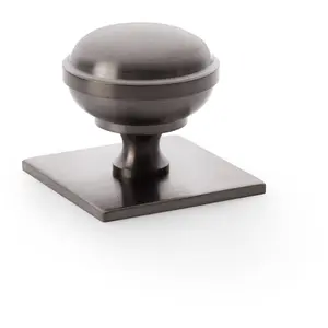 Classic Round Cabinet Door Knob & Matching Backplate - Dark Bronze 38mm Handle