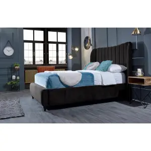 Carli Plush Velvet Black Bed Frame