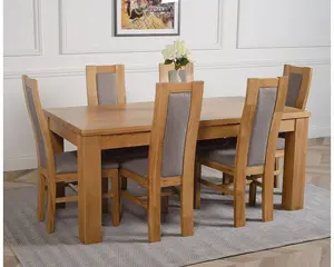 Dakota 182 x 92 cm Chunky Oak Large Dining Table and 6 Chairs Dining Set with Stanford Chairs