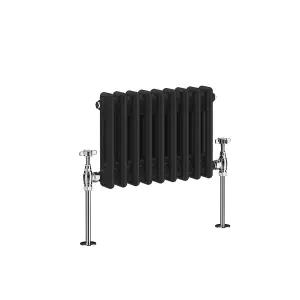 Right Radiators 300x425 mm Horizontal Traditional 2 Column Cast Iron Style Radiator Black